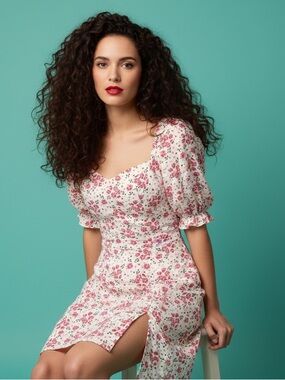 Lynn Ryan Pink Floral Milkmaid Dress XL